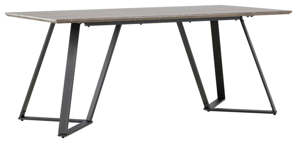 ESSTISCH furniert rechteckig Grau, Schwarz  - Schwarz/Grau, Design, Holzwerkstoff/Metall (180/90/75cm) - Livetastic