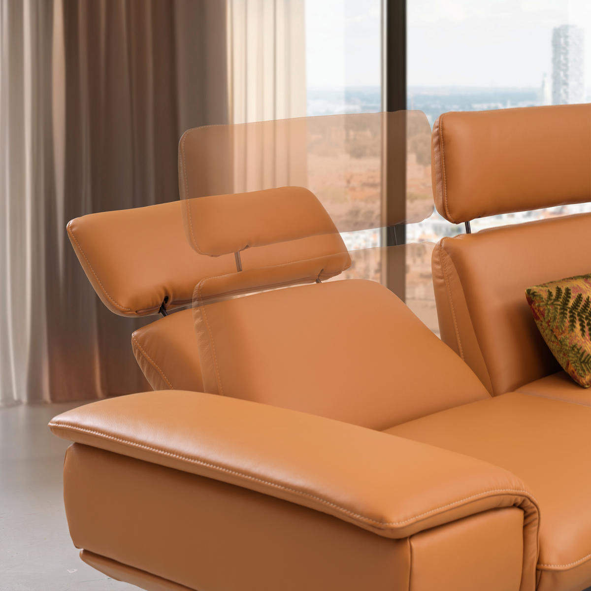 ECKSOFA in Echtleder Bernsteinfarben  - Beige/Bernsteinfarben, Design, Leder/Metall (239/152cm) - Koinor