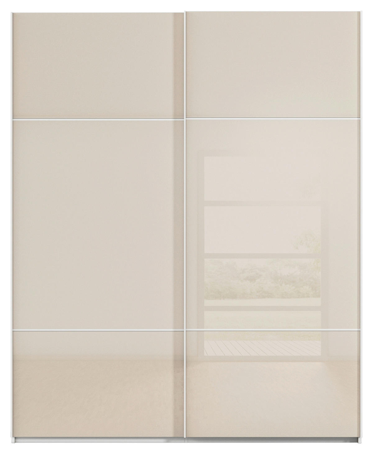 SCHWEBETÜRENSCHRANK in Weiss, Champagner  - Weiss/Champagner, Konventionell, Glas/Holzwerkstoff (162/223/68cm) - Novel