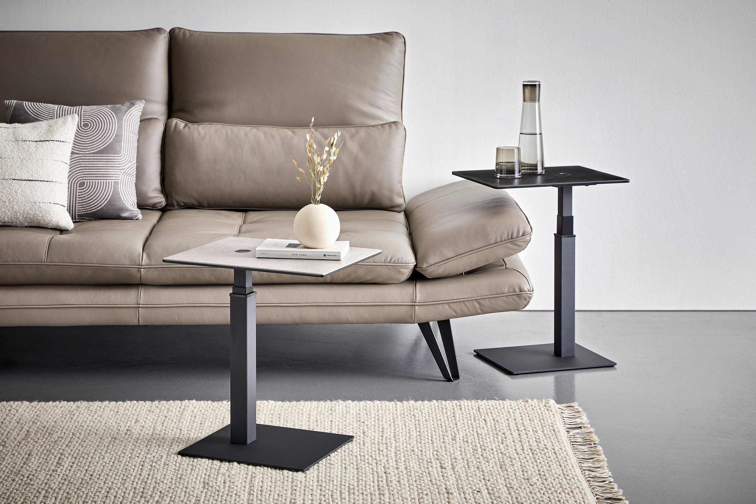 PRÍRUČNÝ STOLÍK, antracitová, sivá - sivá/antracitová, Design, kov/sklo (45/35/45-65cm) - Dieter Knoll