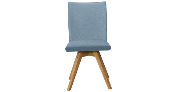 STUHL Lederlook, Mikrofaser Eichefarben, Hellblau Wildeiche massiv  - Eichefarben/Hellblau, KONVENTIONELL, Holz/Textil (60/91/61cm) - Moderano