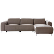 WOHNLANDSCHAFT in Leder Taupe - Taupe/Chromfarben, Design, Leder/Metall (292/177cm) - Pure Home Lifestyle
