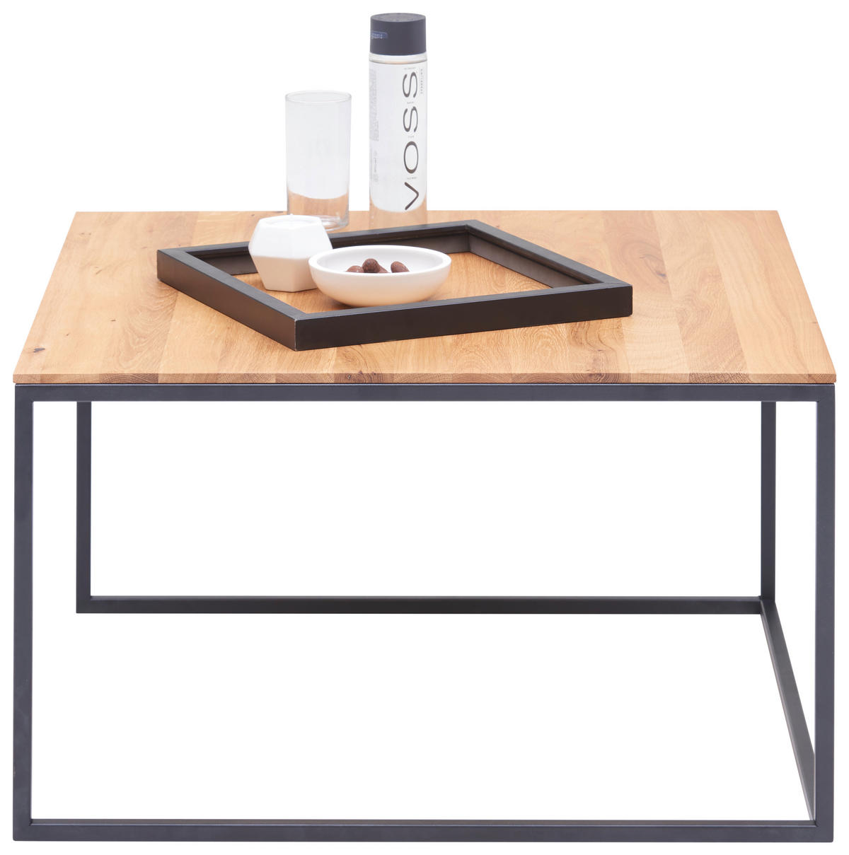 COUCHTISCH Holz, Metall 70/70/42 cm  - Eichefarben/Schwarz, Design, Holz/Metall (70/70/42cm) - Johann Jakob