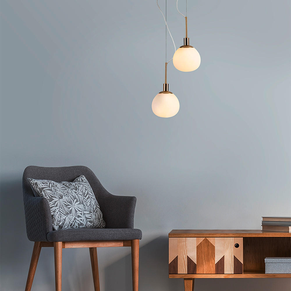 PENDELLAMPA Modern 15/30,5 cm - vit/mässingsfärgad, Trend, metall/glas (15/30,5cm) - MAYTONI
