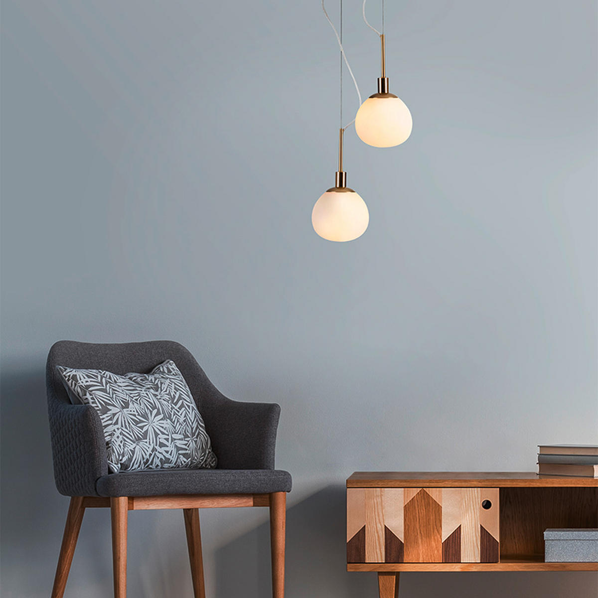 PENDELLAMPA Modern 15/30,5 cm  - vit/mässingsfärgad, Trend, metall/glas (15/30,5cm) - MAYTONI
