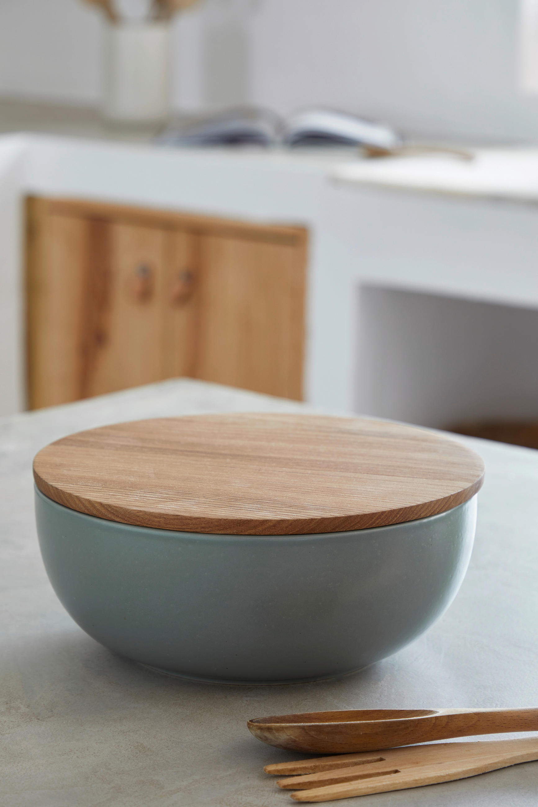 SCHÜSSEL PACIFICA - Eichefarben/Salbeigrün, Basics, Keramik/Holz (25/11cm) - Costa Nova
