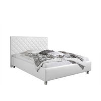 POLSTERBETT 140/200 cm,  in Weiß,  - Alufarben/Weiß, MODERN, Textil/Metall (140/200cm) - Livetastic