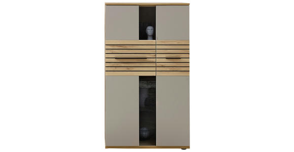 HIGHBOARD Grau, Buchefarben  90/131/40 cm  - Buchefarben/Schwarz, KONVENTIONELL, Glas/Holzwerkstoff (90/131/40cm) - Venda