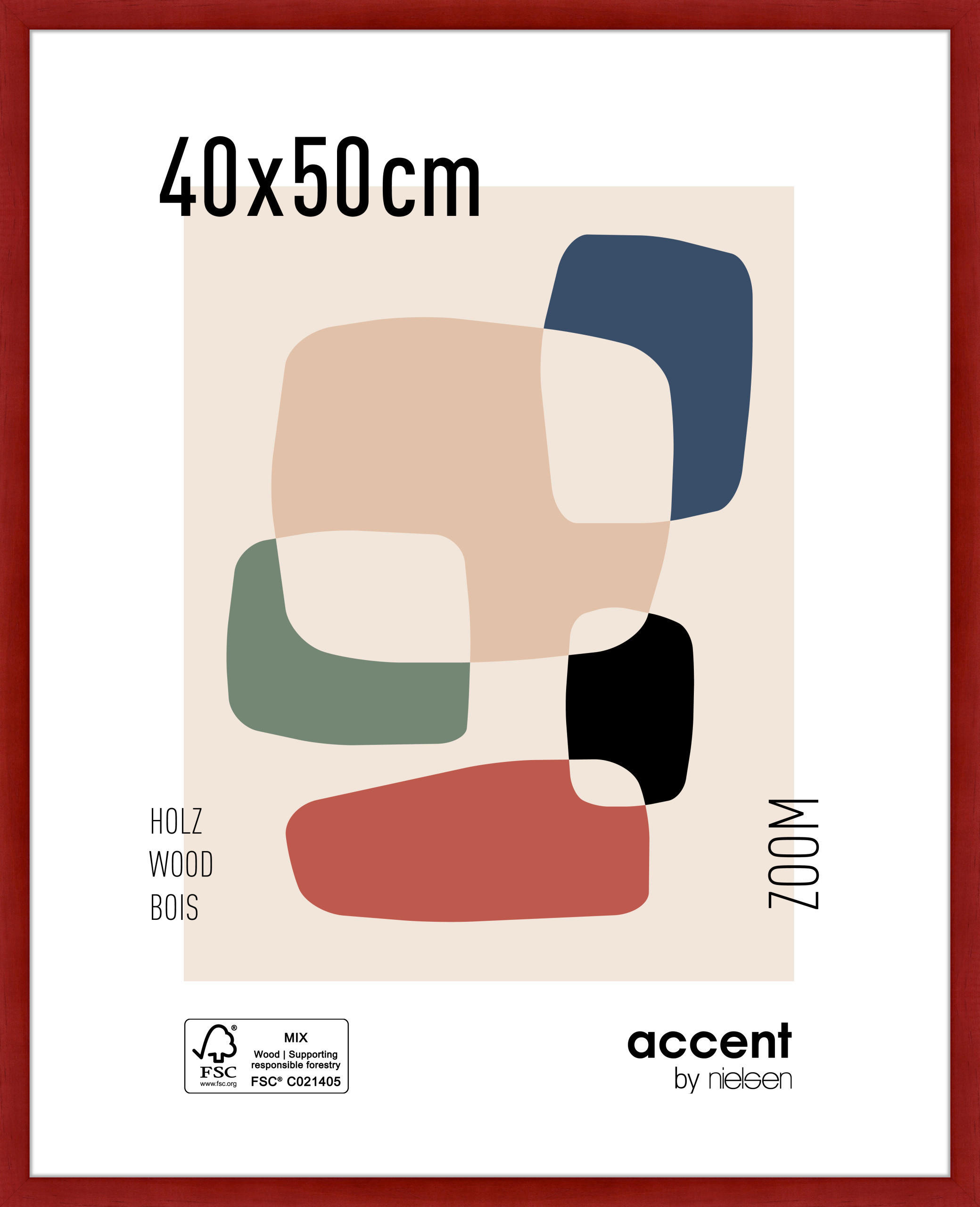 BILDERRAHMEN 42,5/52,5 cm  - Rot, Basics, Holzwerkstoff (42,5/52,5cm)
