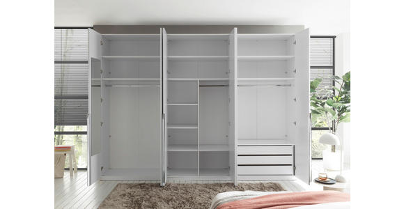 DREHTÜRENSCHRANK 302/225/58 cm,  in Weiß, Weiß Hochglanz, 6-türig  - Chromfarben/Weiß Hochglanz, Design, Holzwerkstoff/Metall (302/225/58cm) - Xora