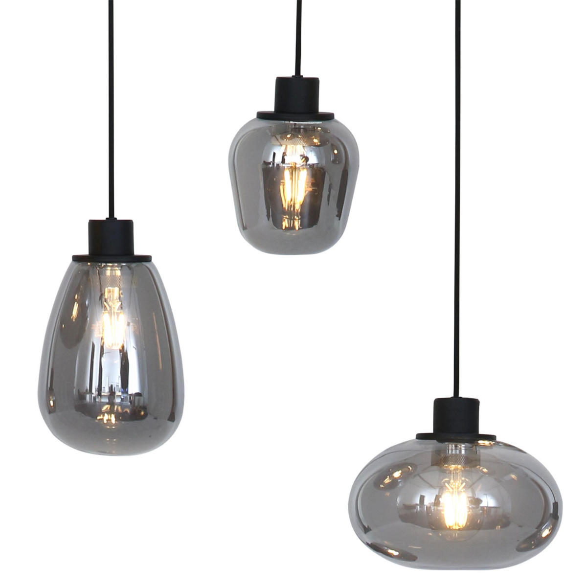 PENDELLEUCHTE  50/60-350/50 cm   - Schwarz, Trend, Glas/Metall (50/60-350/50cm)