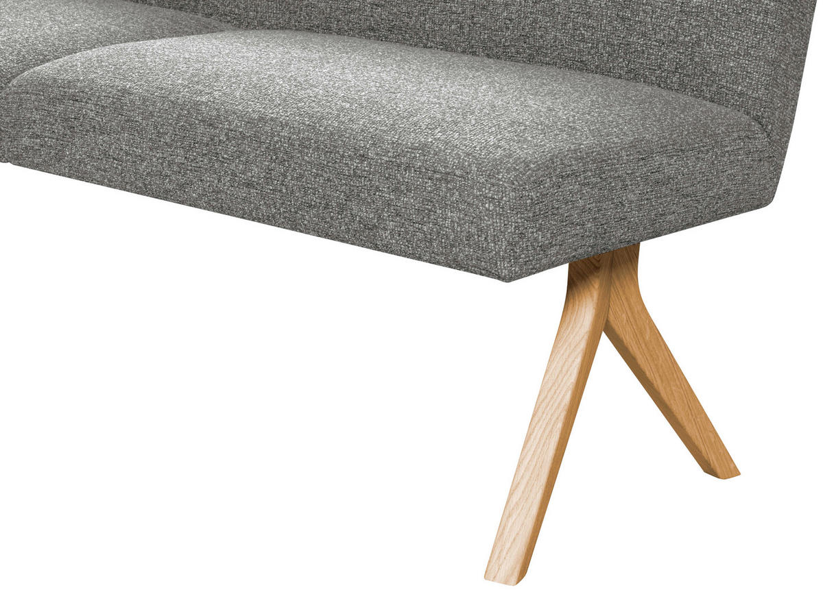 ECKBANK 218/172 cm Webstoff Grau Eiche vollmassiv   - Eichefarben/Grau, KONVENTIONELL, Holz/Textil (218/172cm) - Linea Natura