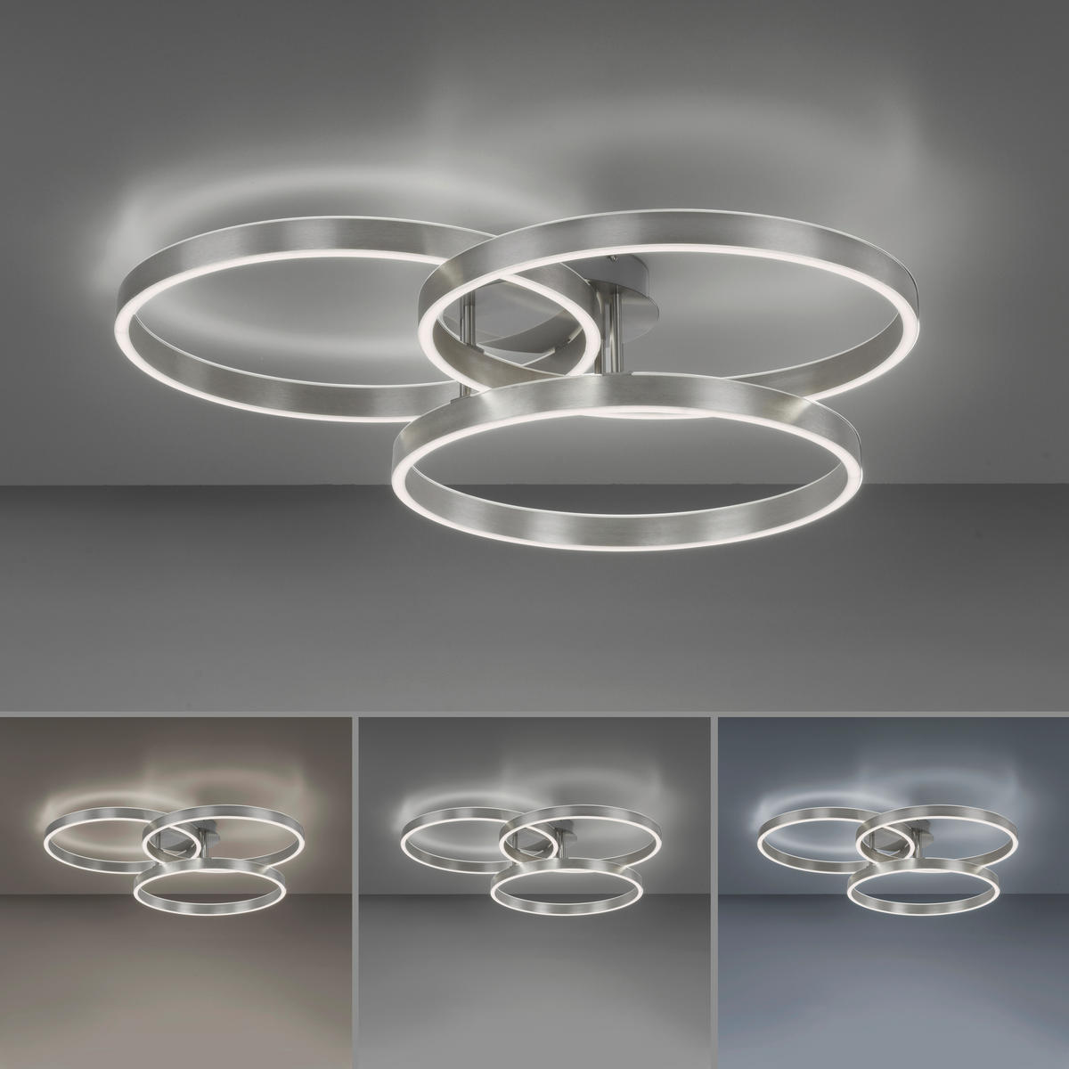 LED-DECKENLEUCHTE 75/71,1/15,1 cm   - Edelstahlfarben, Design, Kunststoff/Metall (75/71,1/15,1cm) - Paul Neuhaus