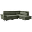 ECKSOFA in Mikrofaser Olivgrün  - Chromfarben/Olivgrün, KONVENTIONELL, Textil/Metall (271/206cm) - Carryhome