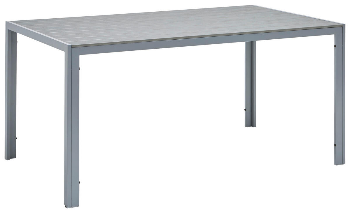 GARTENTISCH Metall, Kunststoff Grau, Silberfarben rechteckig  - Silberfarben/Grau, Basics, Kunststoff/Metall (150/90/74cm) - Ambia Garden