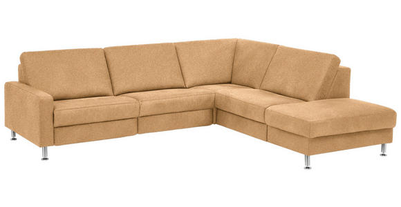 ECKSOFA in Mikrofaser Honig 275/242 cm - Alufarben/Honig, Design, Textil/Metall (275/242cm) - Dieter Knoll