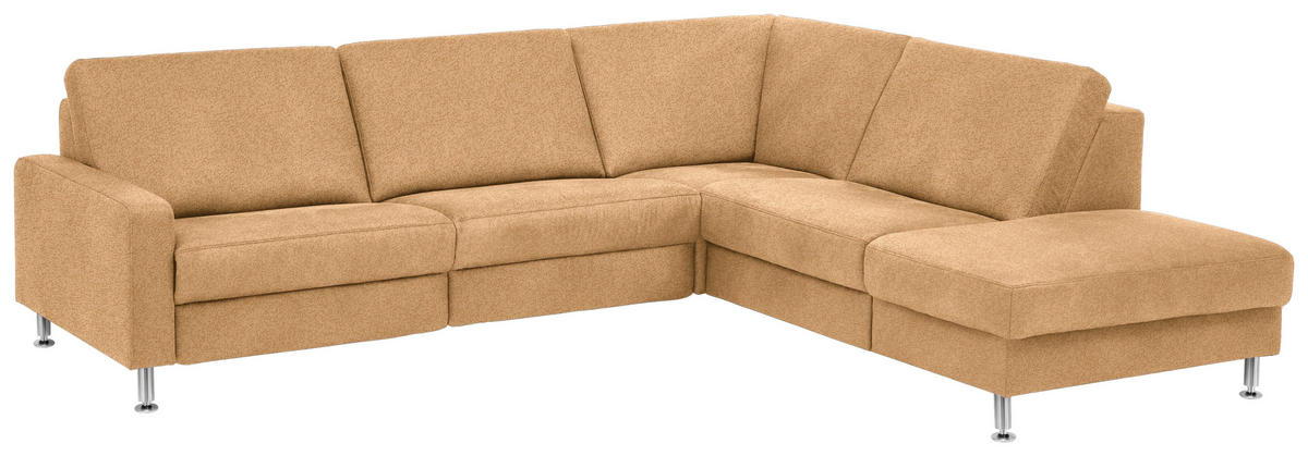 ECKSOFA in Mikrofaser Honig  275/242 cm  - Alufarben/Honig, Design, Textil/Metall (275/242cm) - Dieter Knoll