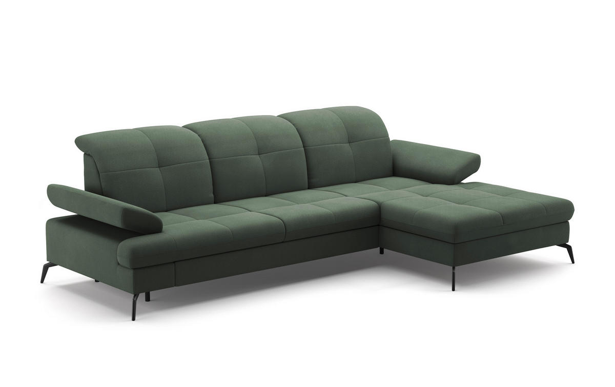 ECKSOFA in Flachgewebe Grün  - Schwarz/Grün, Konventionell, Textil/Metall (279/185cm) - Sit & More