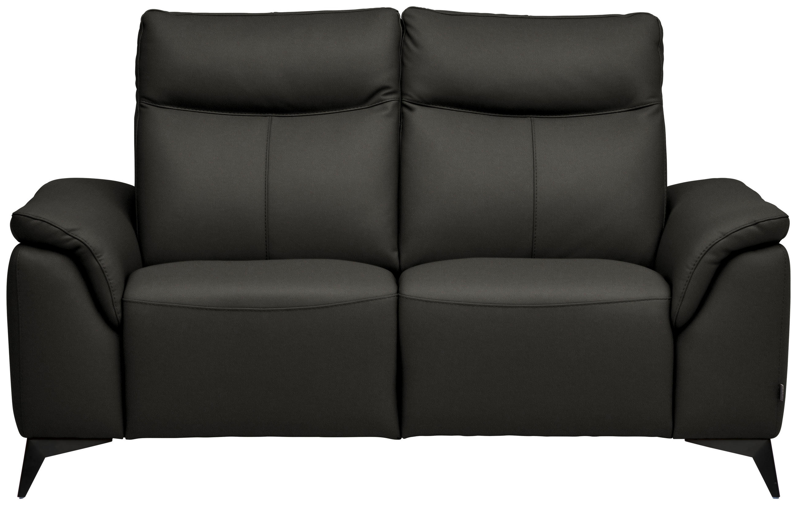 2-SITZER-SOFA Echtleder Mokka  - Schwarz/Mokka, Design, Leder/Metall (176/105/98cm) - Belluti