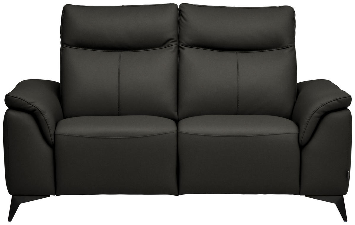 2-SITZER-SOFA Echtleder Mokka  - Schwarz/Mokka, Design, Leder/Metall (176/105/98cm) - Belluti