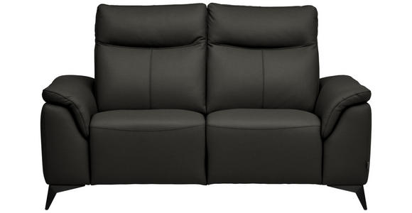 2-SITZER-SOFA  in Echtleder Mokka   - Schwarz/Mokka, Design, Leder/Metall (176/105/98cm) - Belluti