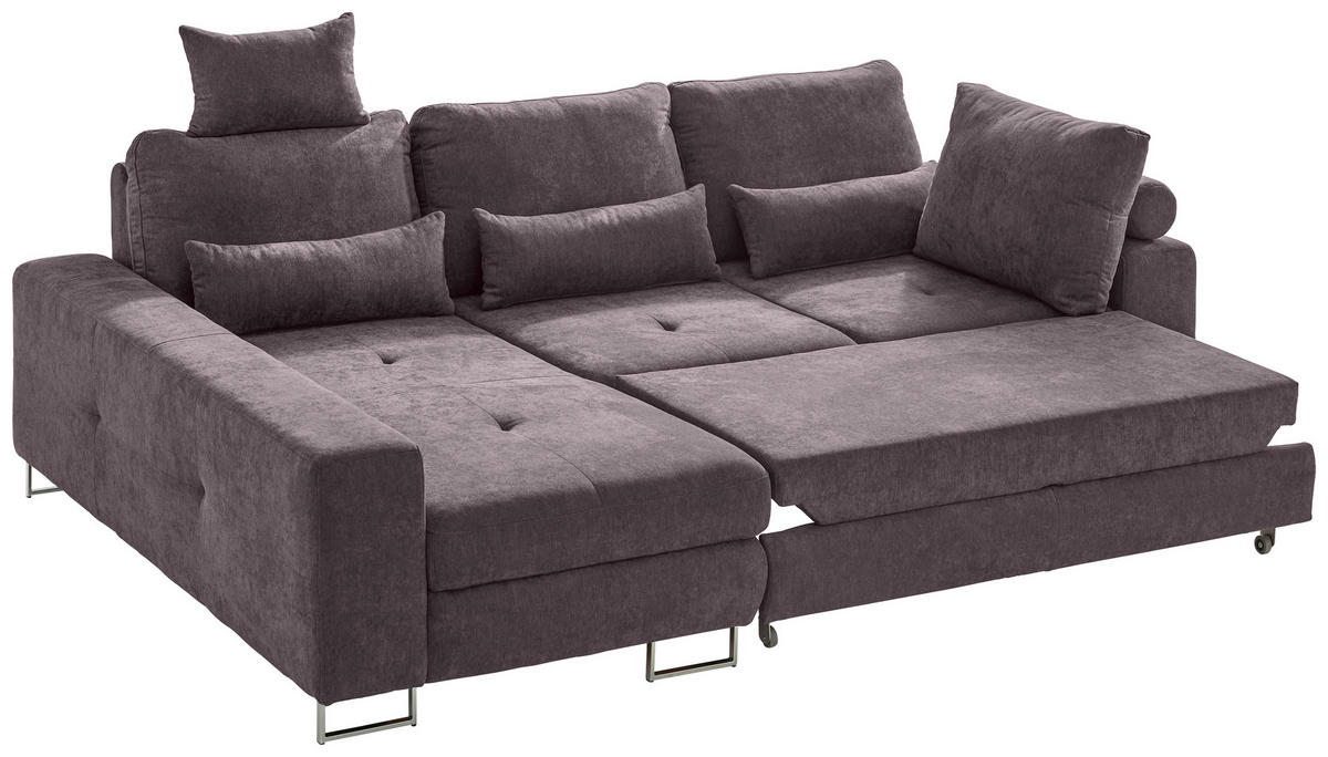 ECKSOFA in Flachgewebe Taupe  - Taupe, Design, Textil/Metall (188/260cm) - Hom`in