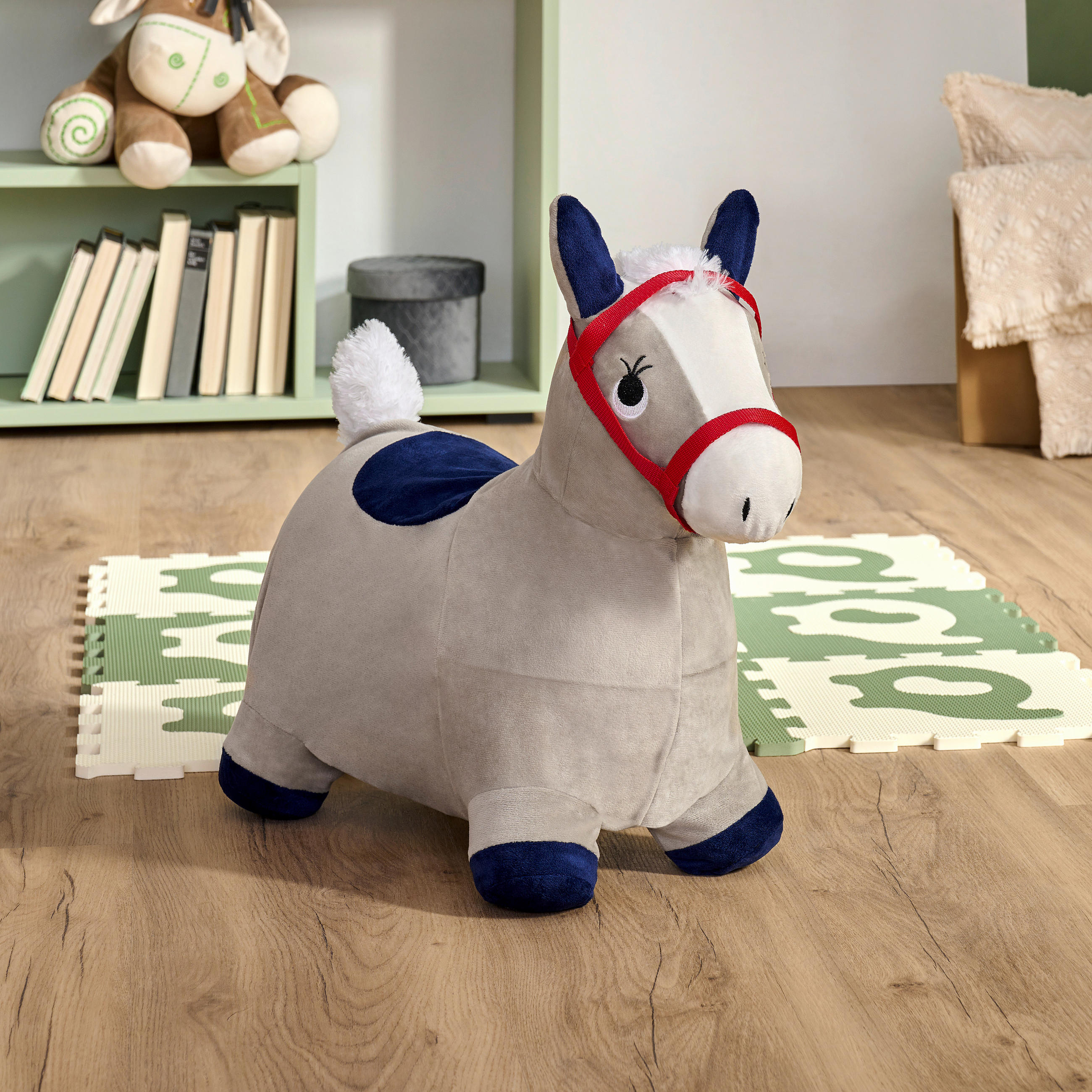 ŽIVOTINJA ZA SKAKANJE - siva/tamno plava, Basics, tekstil/plastika (56/28/48.5cm) - My Baby Lou