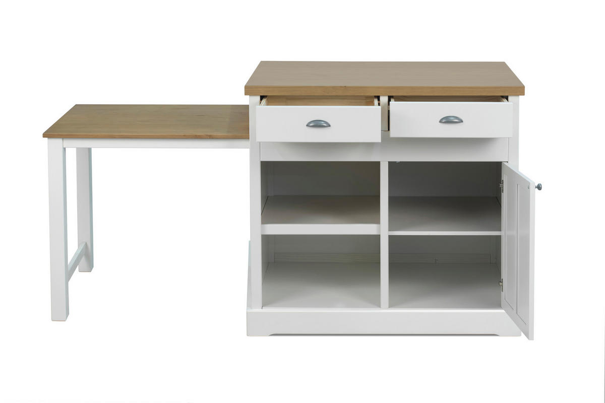 BAR in  - Weiss/Eichefarben, Design, Holz/Holzwerkstoff (103,8/97/76,5cm) - Livetastic