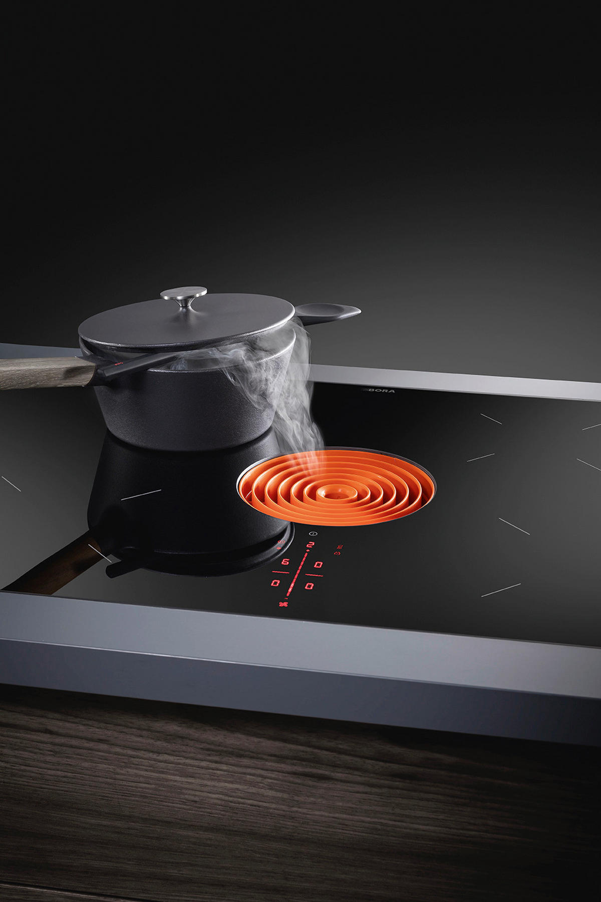 KOCHFELD-DUNSTABZUG-KOMBI Puru  - Schwarz, Basics, Glas/Metall (76/51,5cm) - Bora