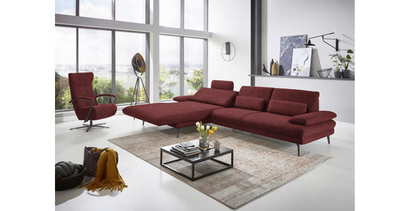 ECKSOFA in Velours Weinrot 180/310 cm - Weinrot/Schwarz, Design, Textil/Metall (180/310cm) - Dieter Knoll