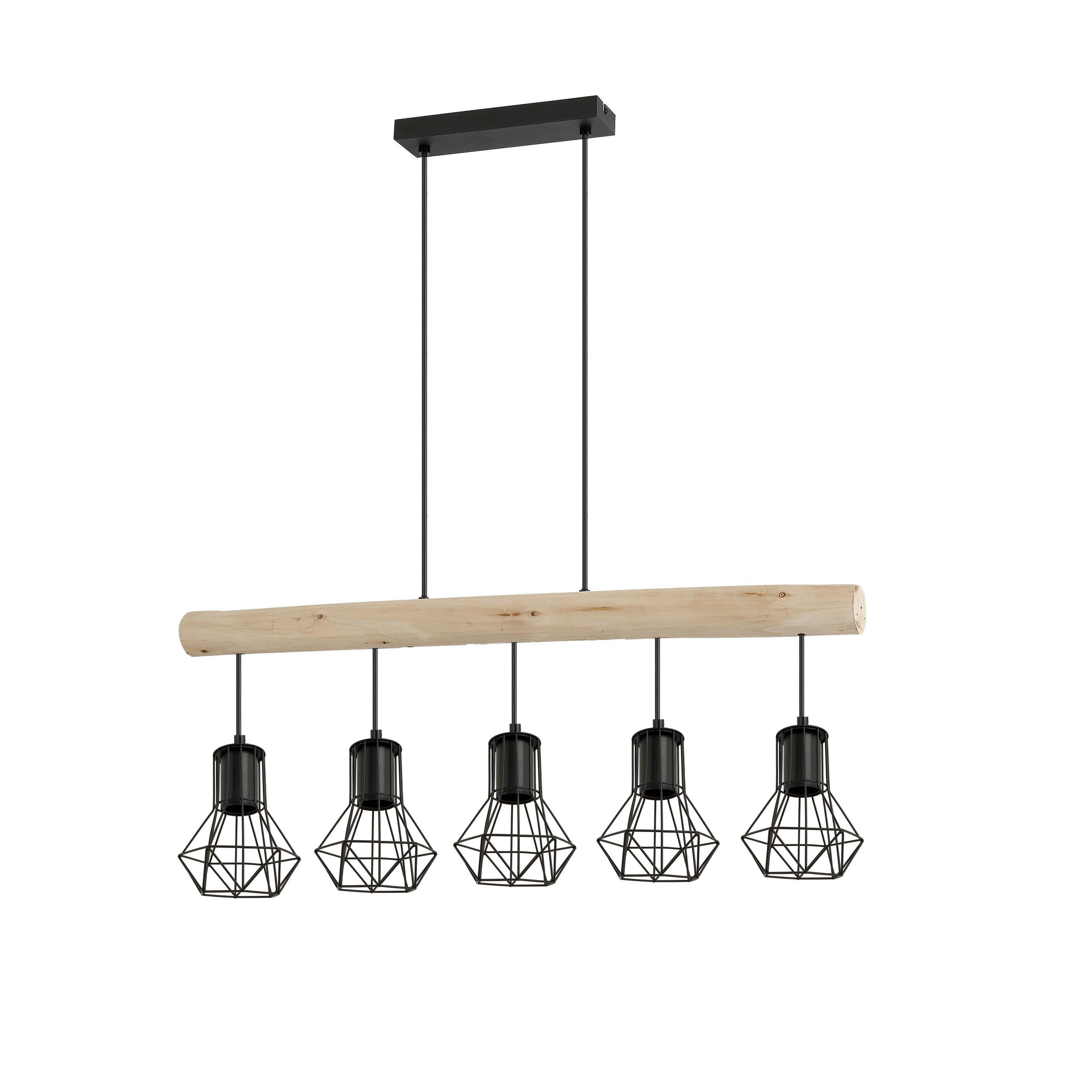 HÄNGELEUCHTE 104/13,6/140 cm   - Schwarz/Naturfarben, Design, Holz/Metall (104/13,6/140cm) - Novel