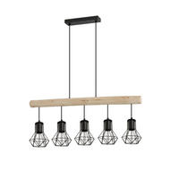 HÄNGELEUCHTE 104/13,6/140 cm   - Schwarz/Naturfarben, Design, Holz/Metall (104/13,6/140cm) - Novel