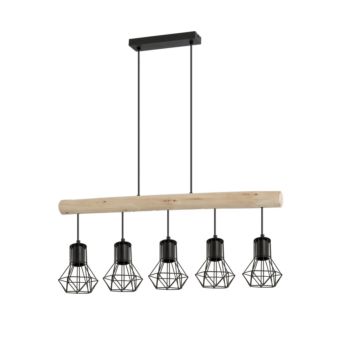 HÄNGELEUCHTE 104/13,6/140 cm   - Schwarz/Naturfarben, Design, Holz/Metall (104/13,6/140cm) - Novel