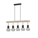 HÄNGELEUCHTE 104/13,6/140 cm  - Schwarz/Naturfarben, Design, Holz/Metall (104/13,6/140cm) - Novel