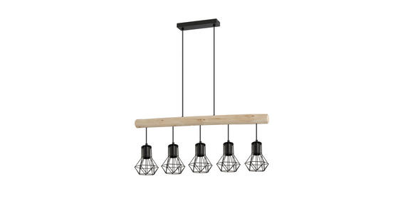 HÄNGELEUCHTE 104/13,6/140 cm  - Schwarz/Naturfarben, Design, Holz/Metall (104/13,6/140cm) - Novel