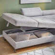 ECKSOFA inkl. Funktionen Hellgrau Cord  - Silberfarben/Hellgrau, Design, Textil/Metall (226/257cm) - Xora