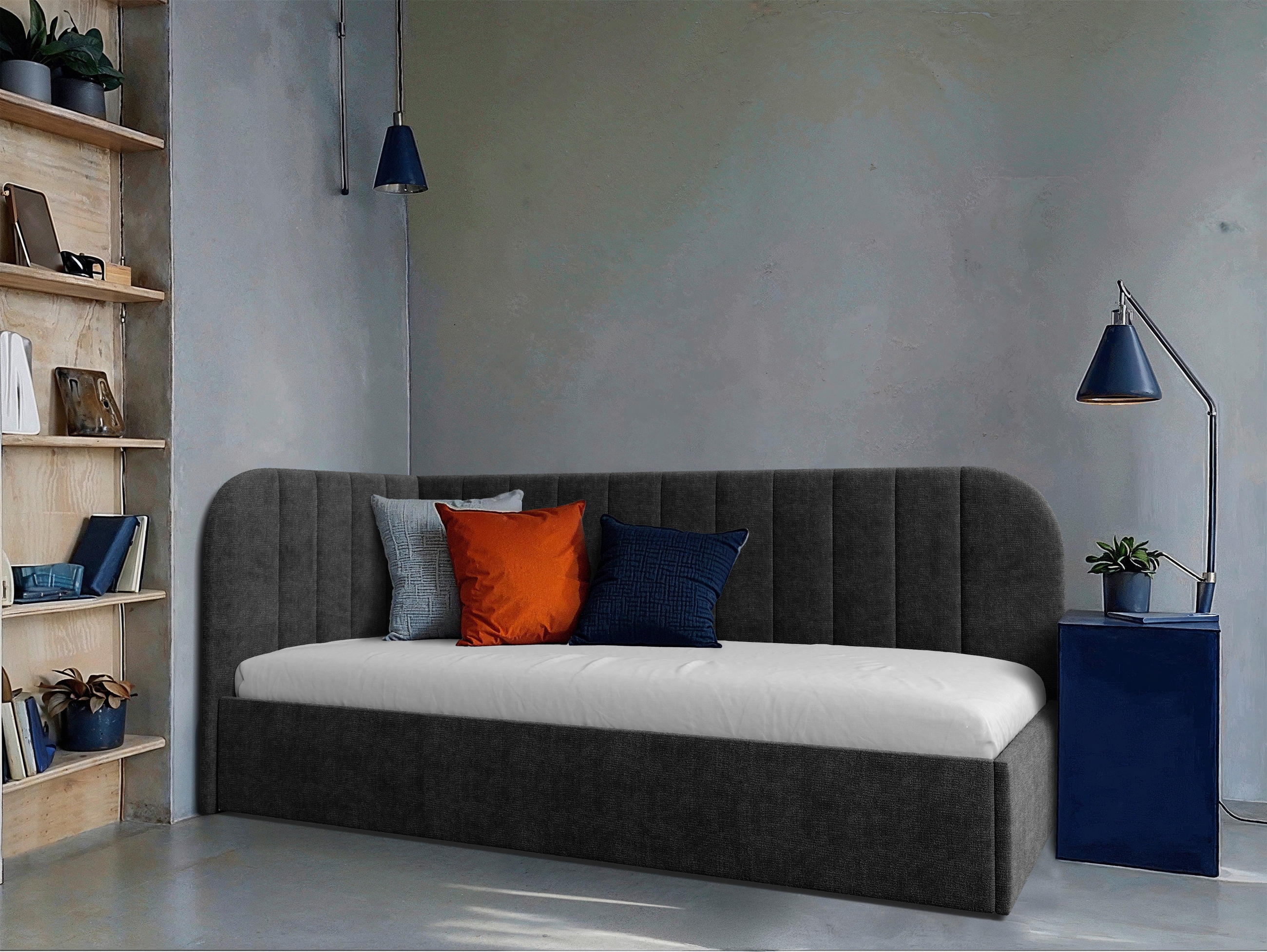 POLSTERBETT 90/200 cm,  in Dunkelgrau, Lattenrost, Bettkasten,  - Dunkelgrau/Schwarz, MODERN, Holz/Holzwerkstoff (90/200cm) - MID.YOU