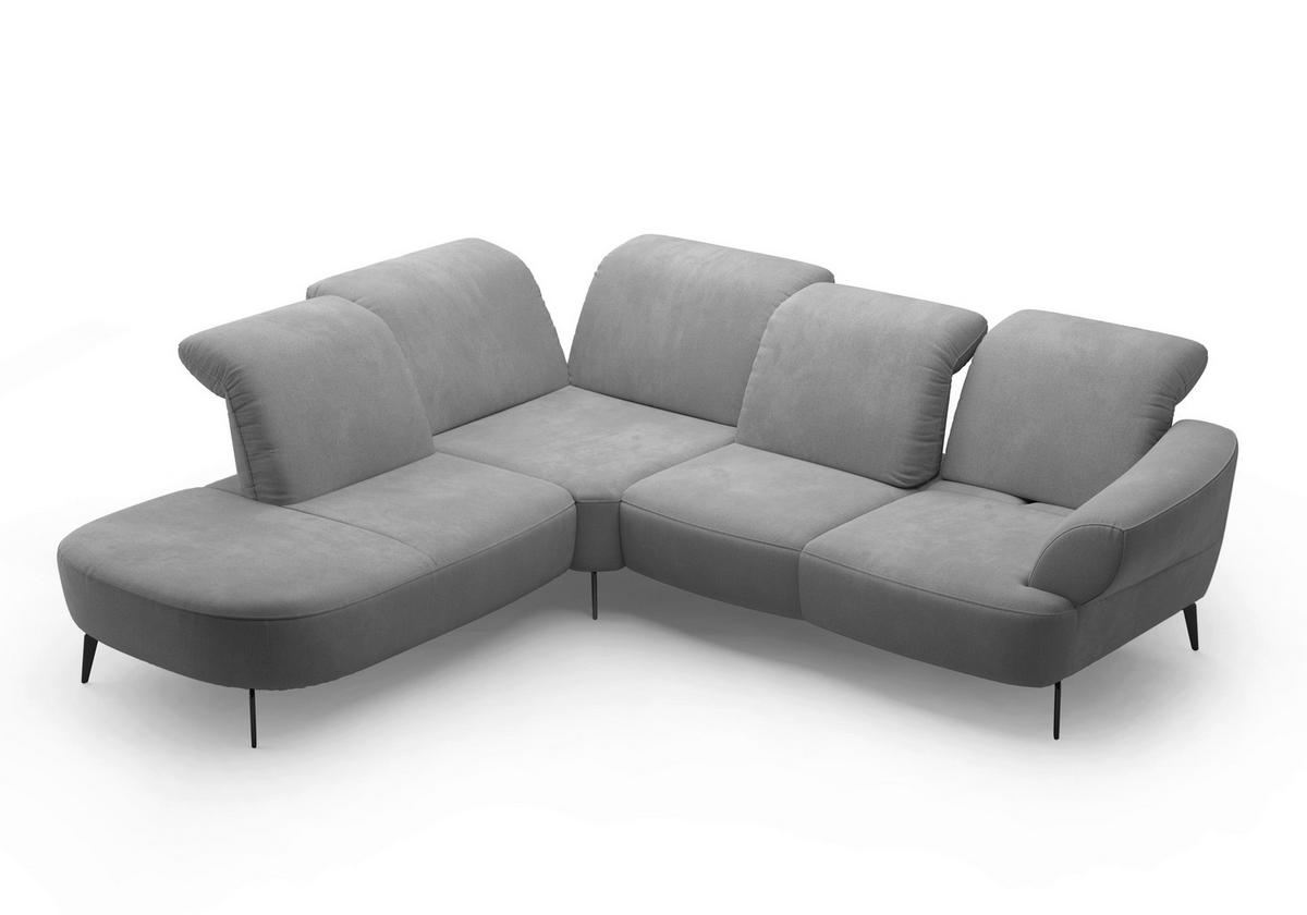 ECKSOFA in Flachgewebe Grau  - Schwarz/Grau, Modern, Textil/Metall (270/302cm) - Sit & More