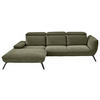ECKSOFA in Cord Olivgrün  - Schwarz/Olivgrün, Design, Textil/Metall (202/301cm) - Moderano