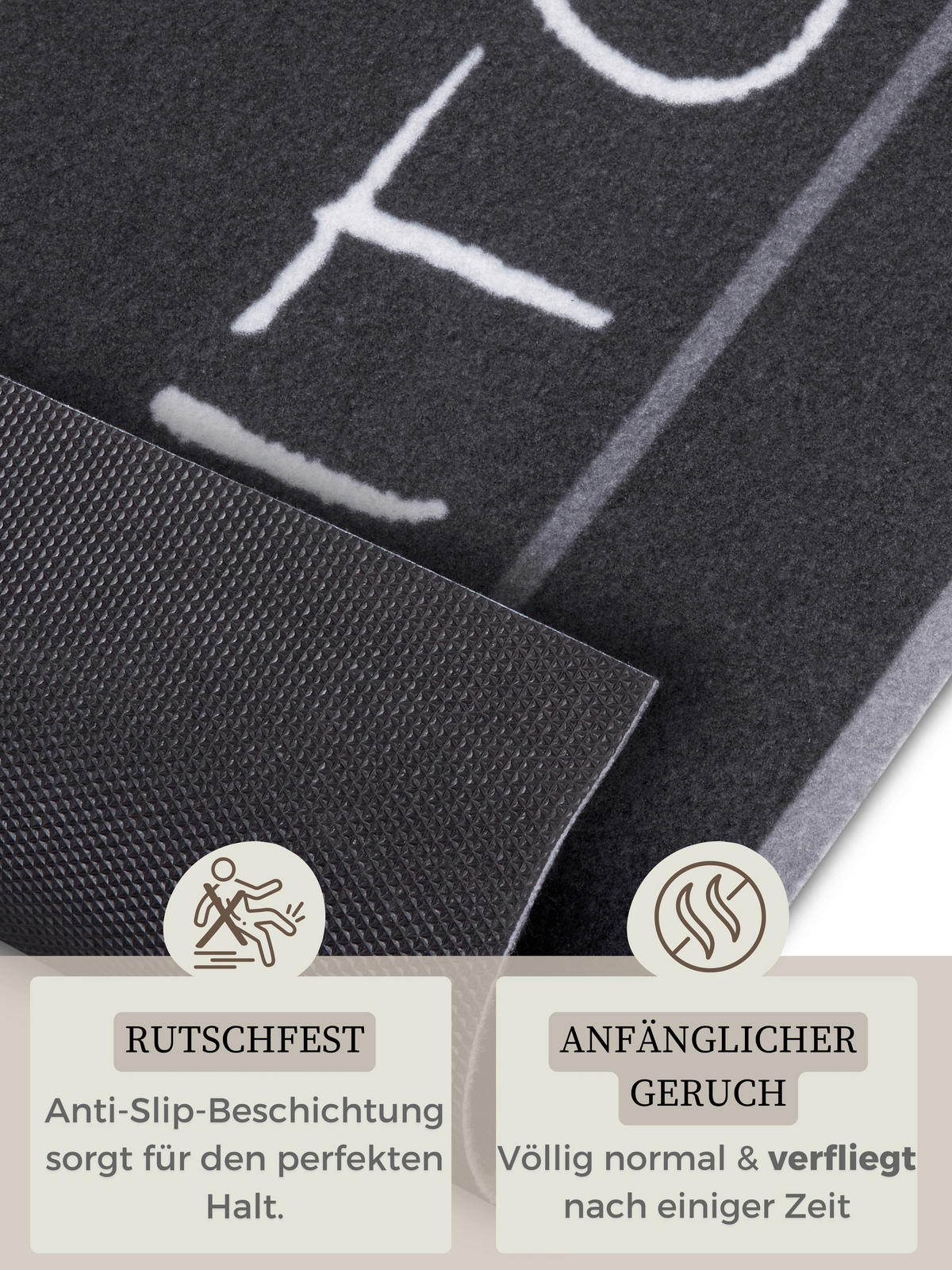Küchenläufer in Schwarz/Weiß ( 50/150 cm Cook & Clean Weiß, Schwarz  - Schwarz/Weiß, Design, Kunststoff (50/150cm) - Hanse Home