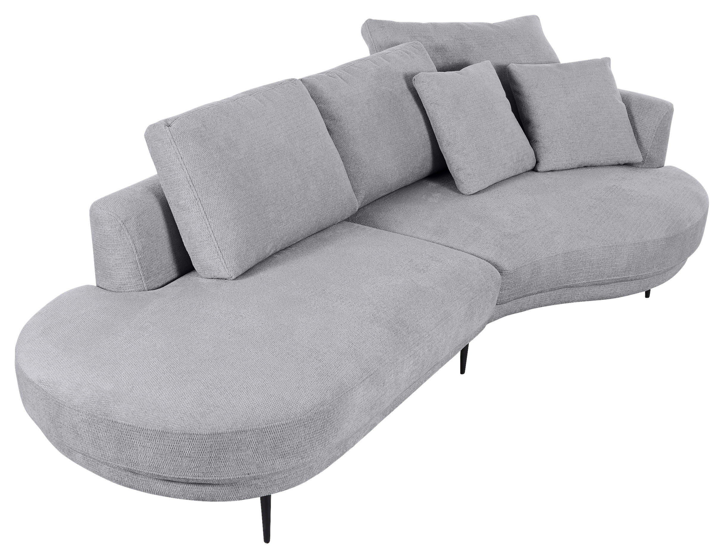 ECKSOFA in Chenille Grau  - Schwarz/Grau, Konventionell, Textil/Metall (275/140cm) - Carryhome