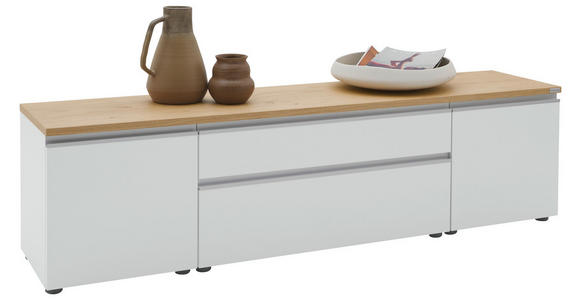 LOWBOARD  180/46/41 cm 2 Schublade(n) erweiterbar, Typenauswahl, individuell planbar, Beimöbel erhältlich, umfangreiches Zubehör erhältlich, stehend, hängend  - Eichefarben/Silberfarben, Design, Holzwerkstoff/Kunststoff (180/46/41cm) - Dieter Knoll