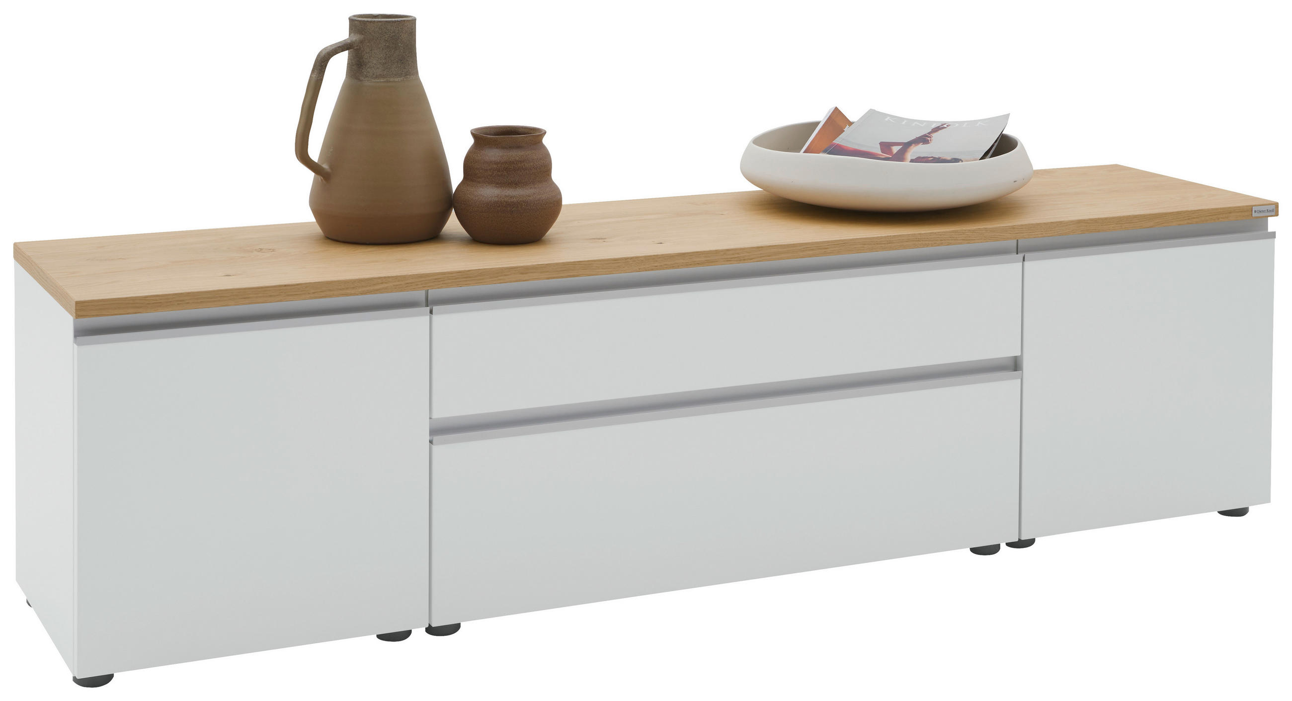 Dieter Knoll Lowboard Weiß, Eiche 180x46x41 cm