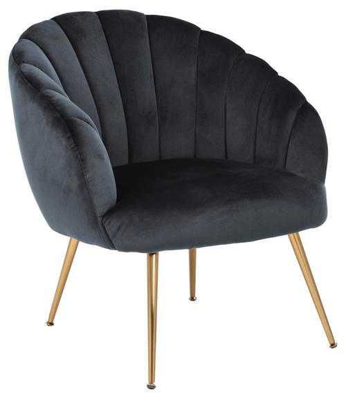 SESSEL in Velours Dunkelgrau  - Dunkelgrau/Goldfarben, Design, Textil/Metall (76/81/76cm) - Livetastic