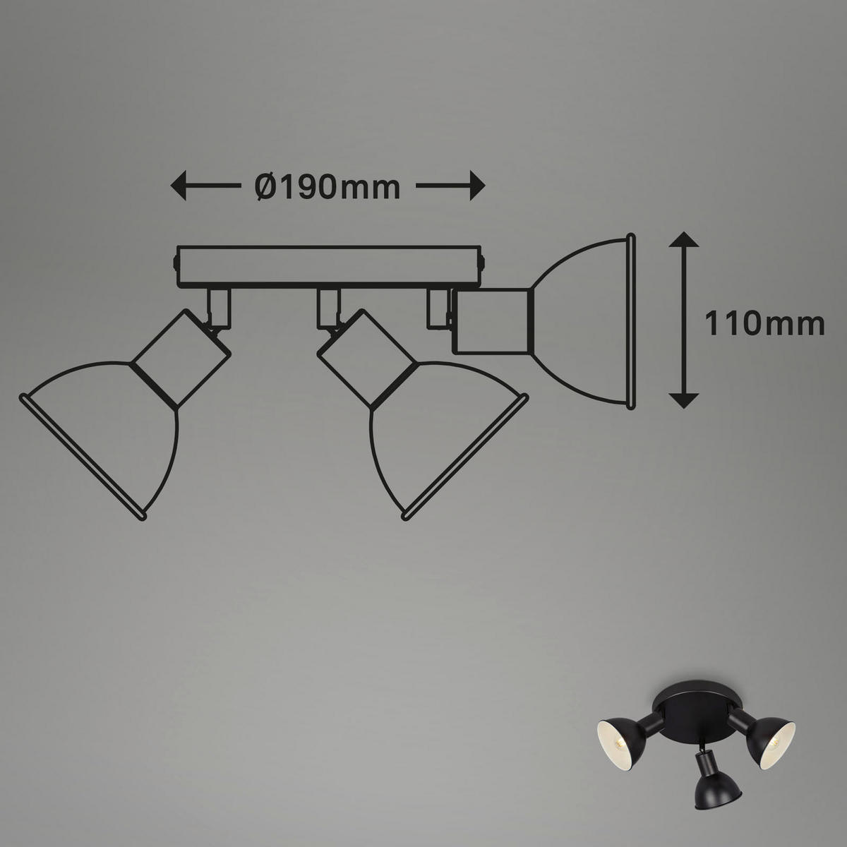 BODOVÉ LED SVĚTLO, 19/11 cm  - černá, Design, kov (19/11cm)