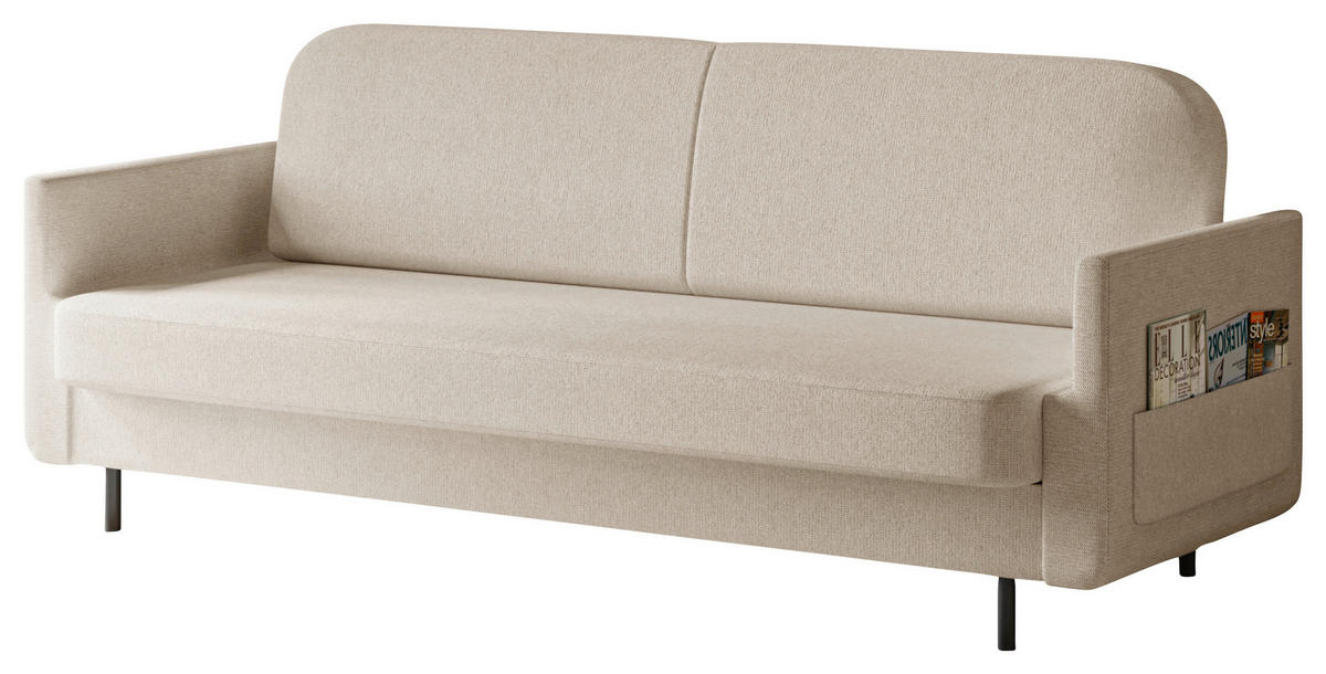 SCHLAFSOFA CLOUDY Beige  inkl. Schlaffunktion, Rücken echt, Stauraum  - Beige, Design, Textil/Metall (221/87/84cm) - MID.YOU