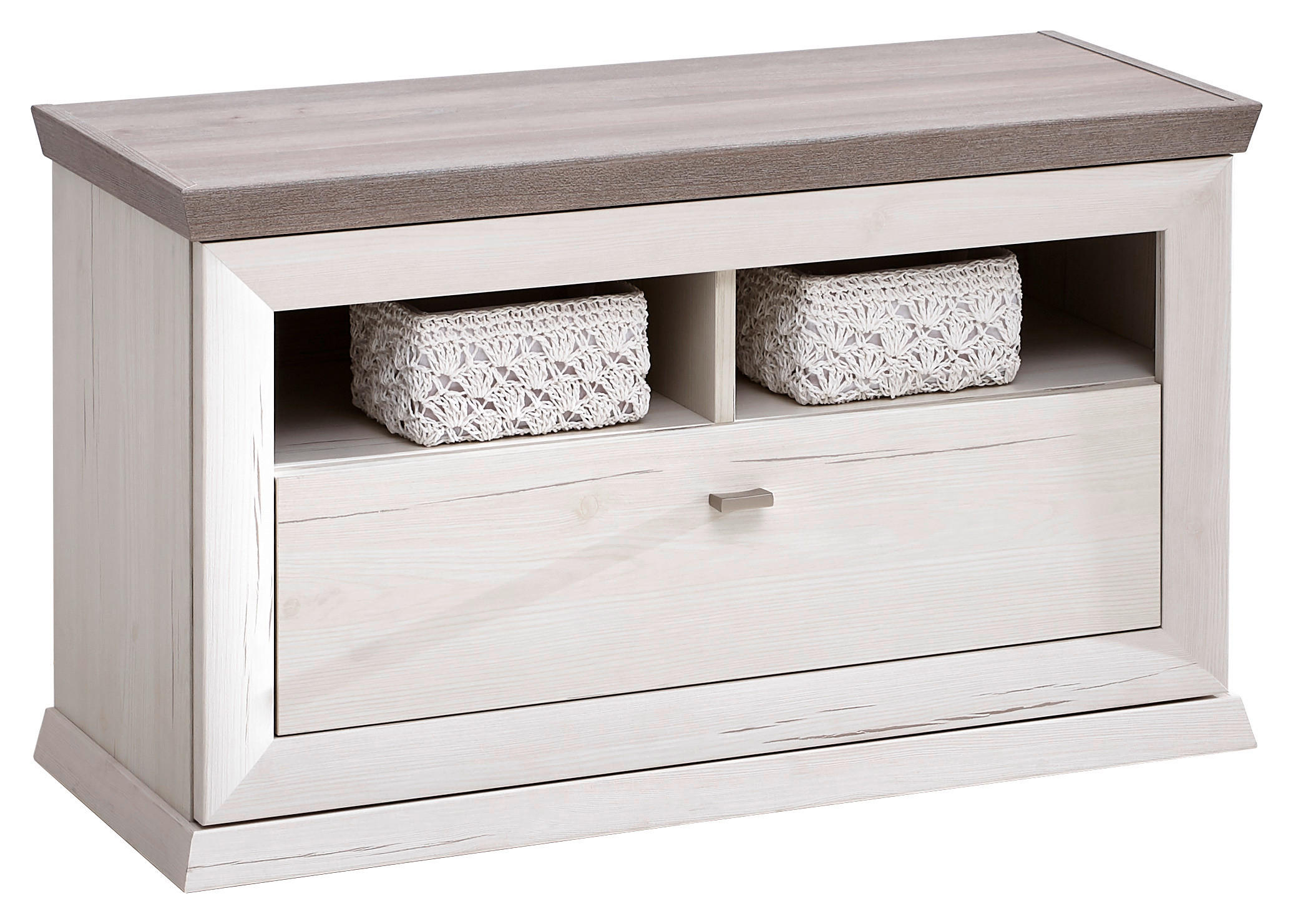 GARDEROBENBANK 85,2/50,5/38,5 cm  - Weiss/Grau, Lifestyle, Holzwerkstoff/Metall (85,2/50,5/38,5cm) - Hom`in