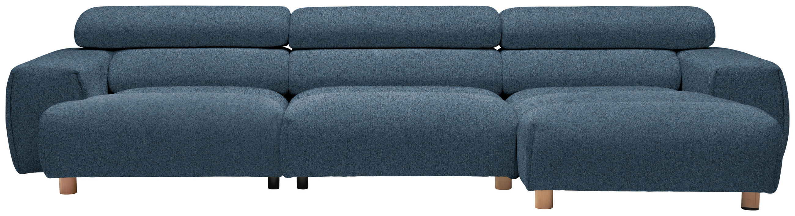 ECKSOFA in Velours Dunkelblau  - Buchefarben/Dunkelblau, Design, Holz/Textil (329/150cm) - Lomoco