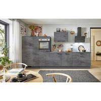 KÜCHENBLOCK PN 100 340 cm  in Graphitfarben  - Schwarz/Graphitfarben, Design, Holzwerkstoff/Metall (340cm) - Pino