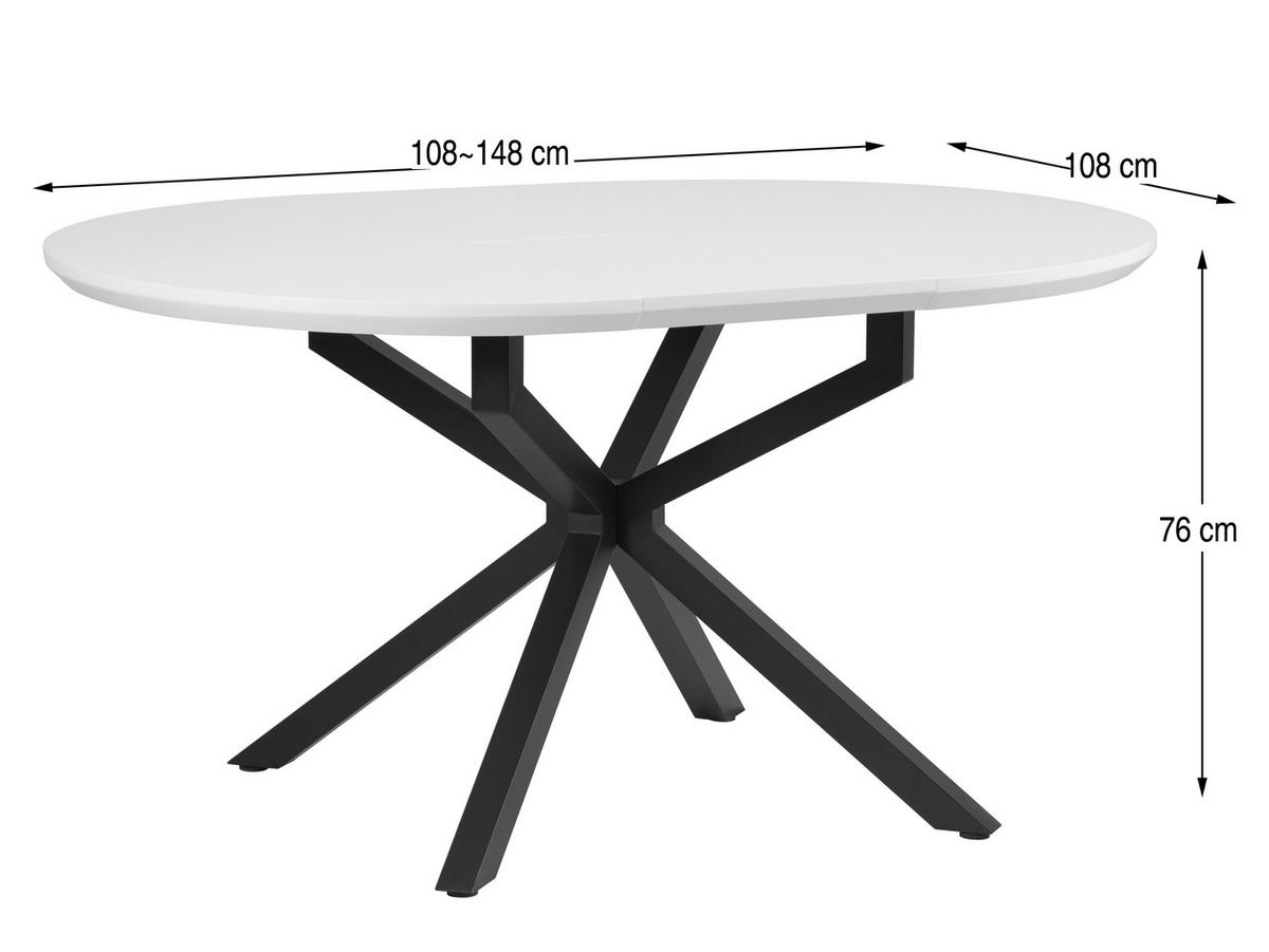 ESSTISCH 108/148/108/76 cm Nachbildung  Metall, Holzwerkstoff ausziehbar oval Schwarz, Weiß  - Schwarz/Weiß, MODERN, Holzwerkstoff/Metall (108/148/108/76cm) - Livetastic